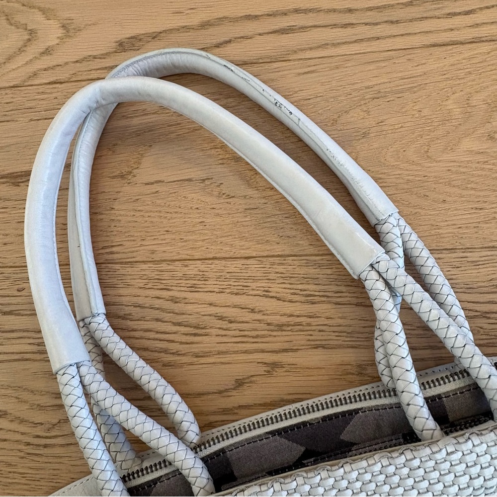 Christopher Kon Woven Leather White Tote Bag - Picture 3 of 15
